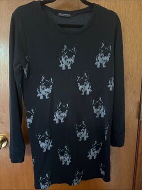 Rock & Rose Classic Black Mini Dress with French Bulldog Print